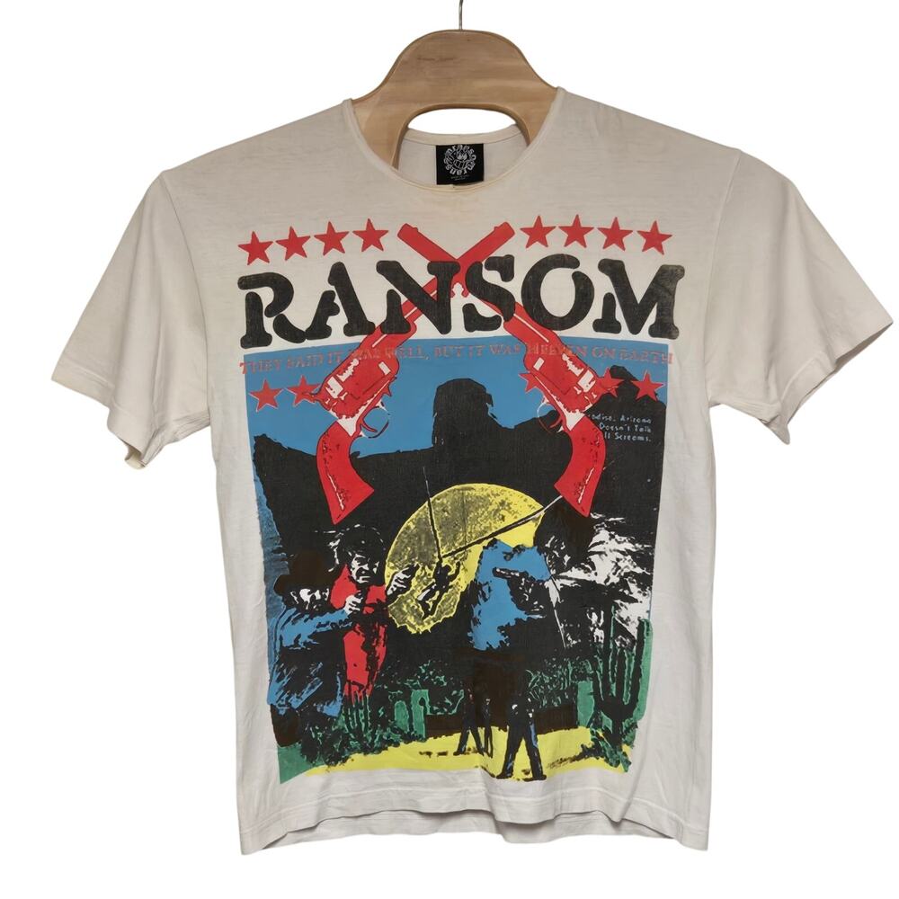 Vintage Ransom Clothing T-Shirt Men's Medium Western Cowgirl Hell on Earth READ